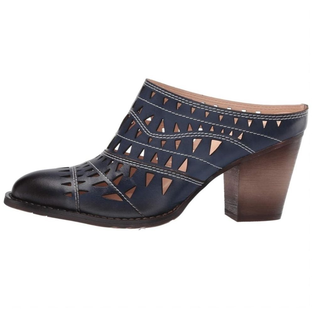 L'atiste Spring Step Jackpot Dark Navy Slip On Laser Cut Heeled Mules Size 41